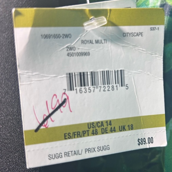 Kasper Asymmetrical Dress in White, Black, and Blue - Picture 4 of 4